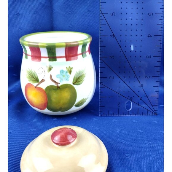 Candle Jar Apples Flowers Tee Time Imports LTD Lidded Fall Autumn Ceramic 4 Inch - Picture 7 of 8